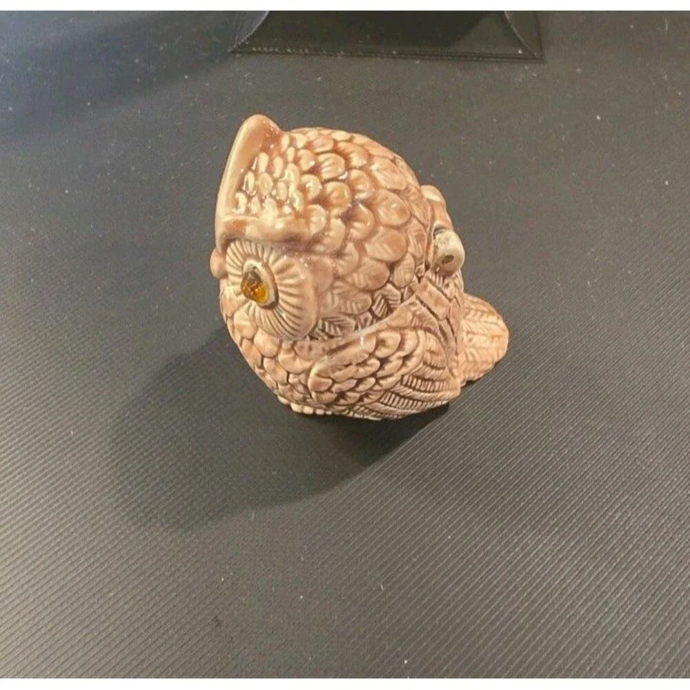 Vintage Liz Claiborne Villager Owl Keepsake Trinket Box Rhinestone Eyes